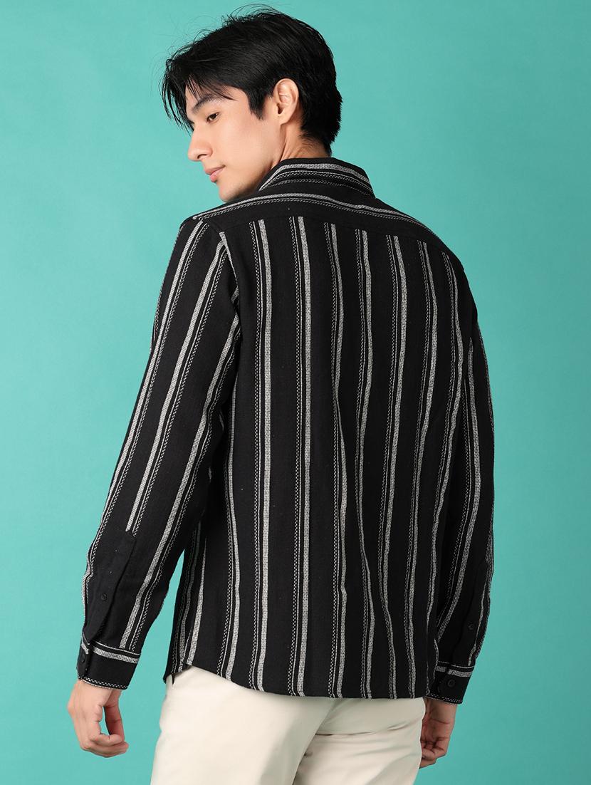 men long sleeves striped casual shirt - 21533675 - Standard Image - 3