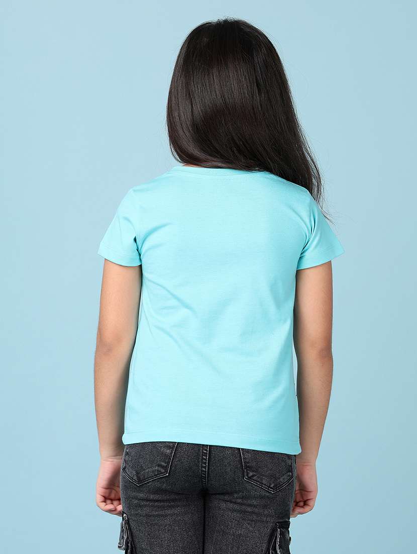 girls front print round neck tees - 21533678 -  Standard Image - 3