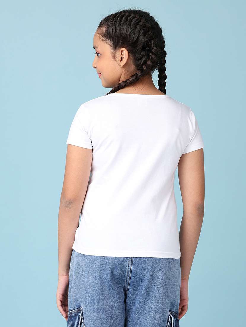 girls front print round neck tees - 21533703 - Standard Image - 3