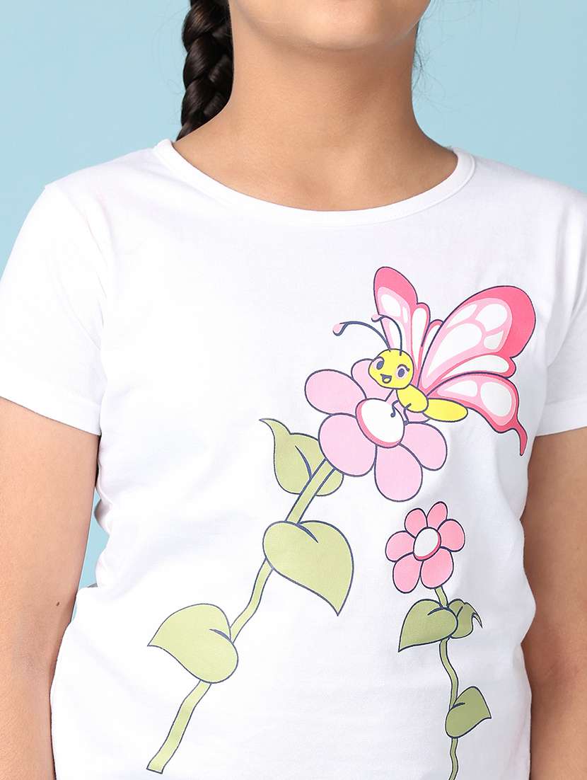 girls front print round neck tees - 21533703 - Standard Image - 5