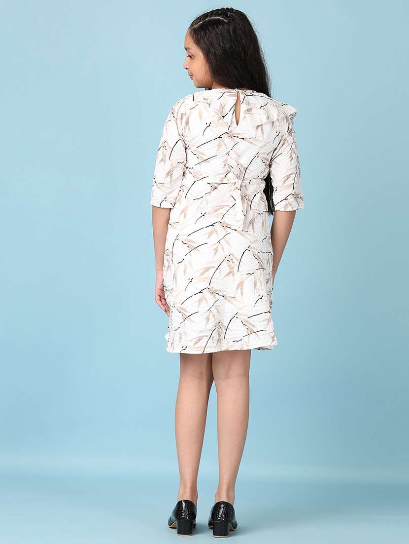 girls off-white printed round neck a-line dress - 21533724 -  Standard Image - 3