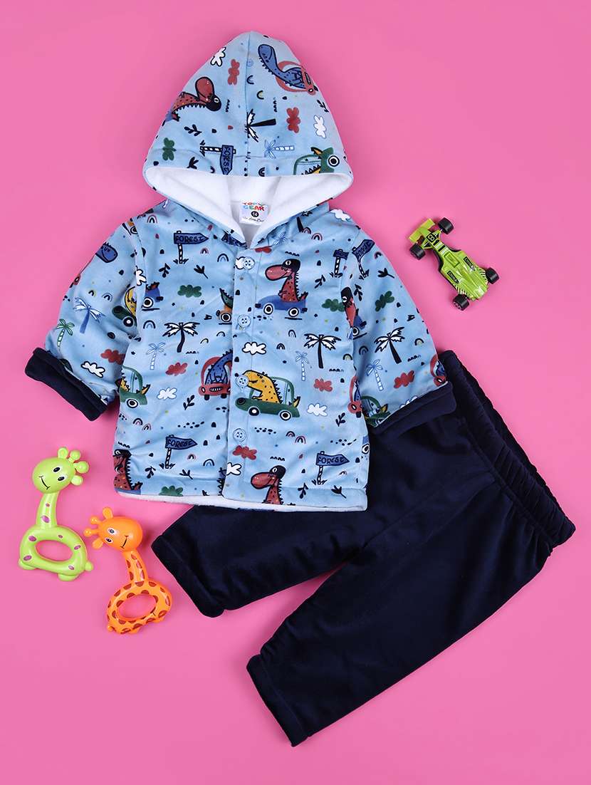 boys printed winterwear full length set