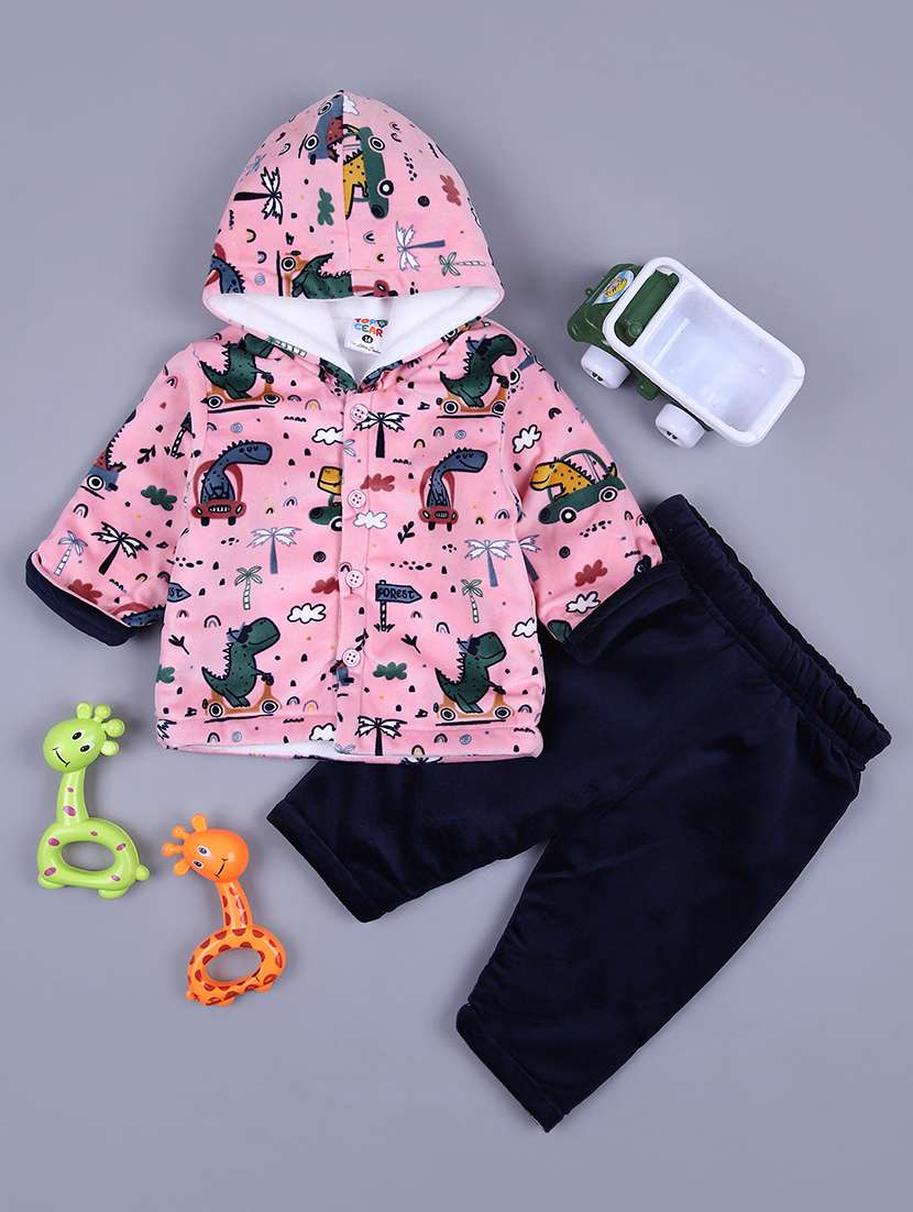 boys printed winterwear full length set