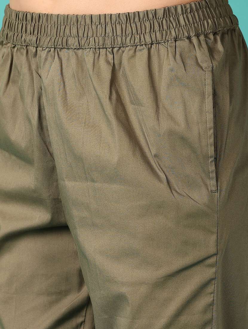 women olive cotton cigarette pant - 21533894 -  Standard Image - 5