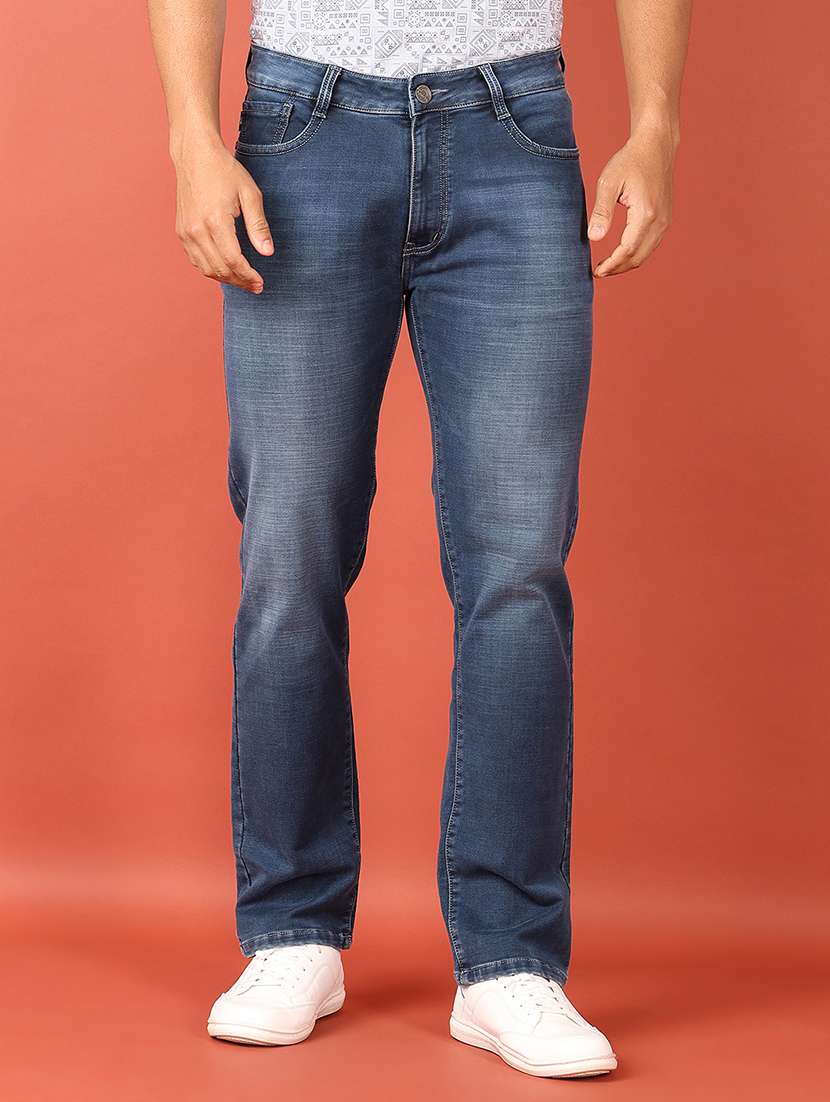 men plain mid rise denim jean
