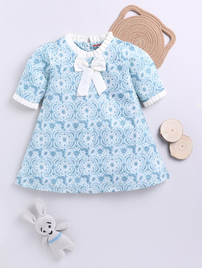 girls knee length printed frock