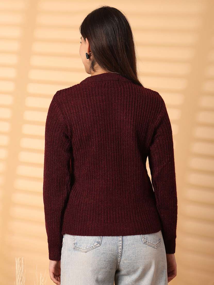 women round neck long sleeve pullover - 21534503 - Standard Image - 3