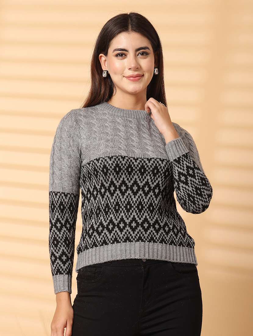 women round neck long sleeve pullover - 21534517 - Zoom Image - 0