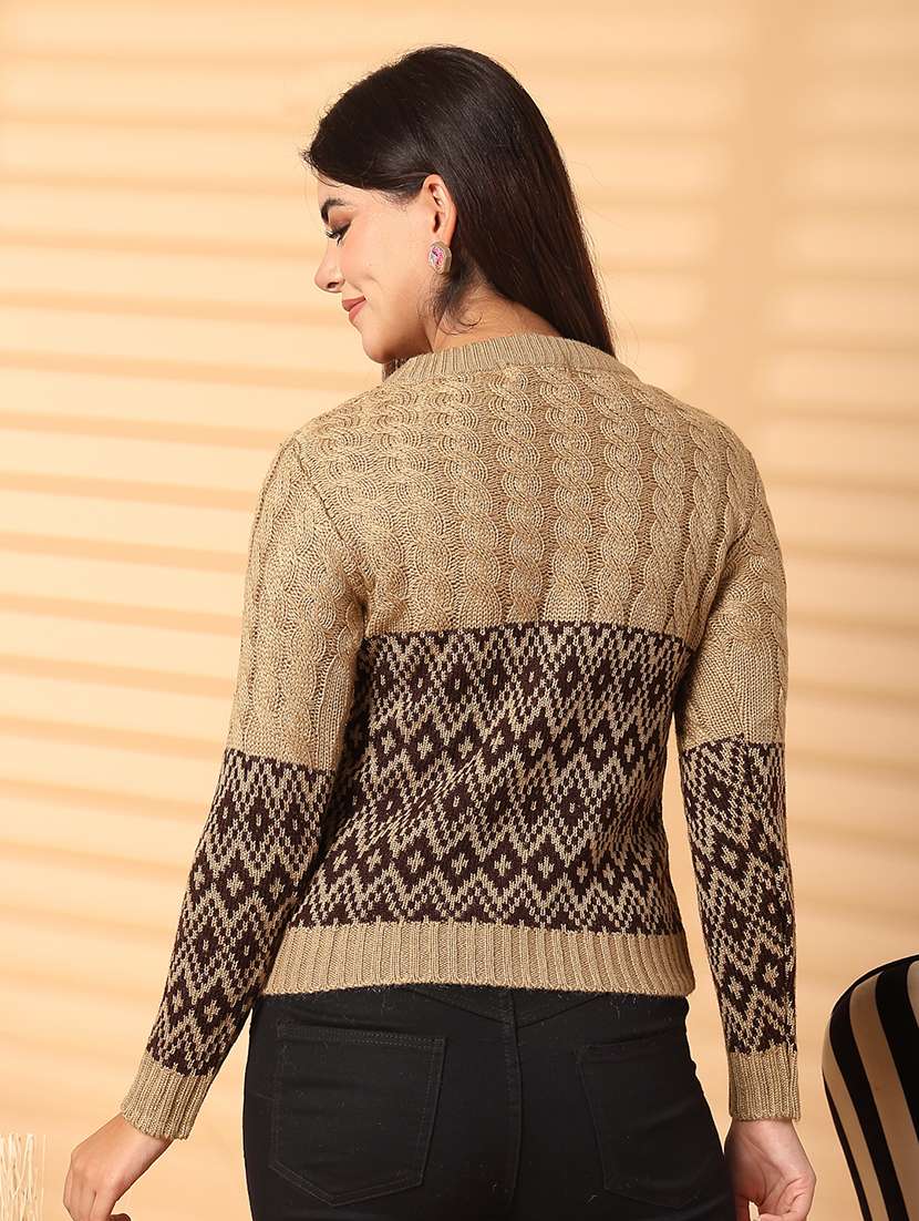women round neck long sleeve pullover - 21534518 - Standard Image - 3