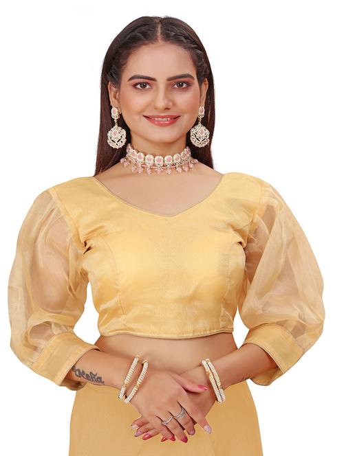 women beige solid stiched blouse - 21534694 - Standard Image - 0