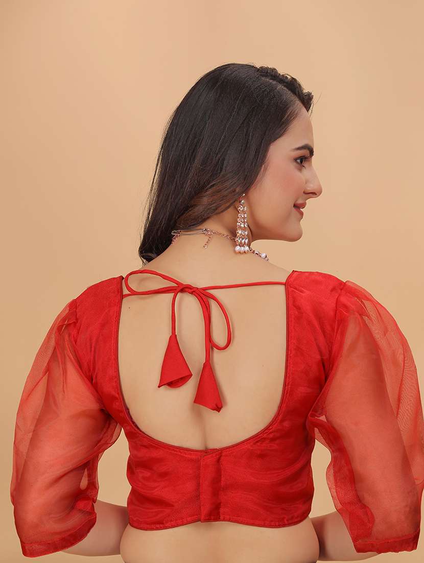 women red solid stiched blouse - 21534749 -  Standard Image - 3