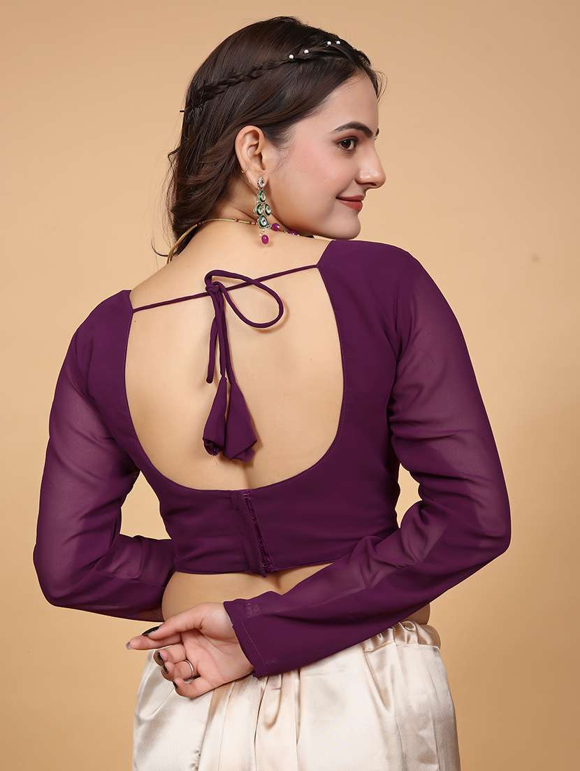 women purple solid stiched blouse - 21534755 -  Standard Image - 3