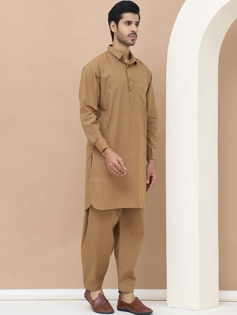 men solids pathani ethnic wear set - 21534817 -  Standard Image - 3