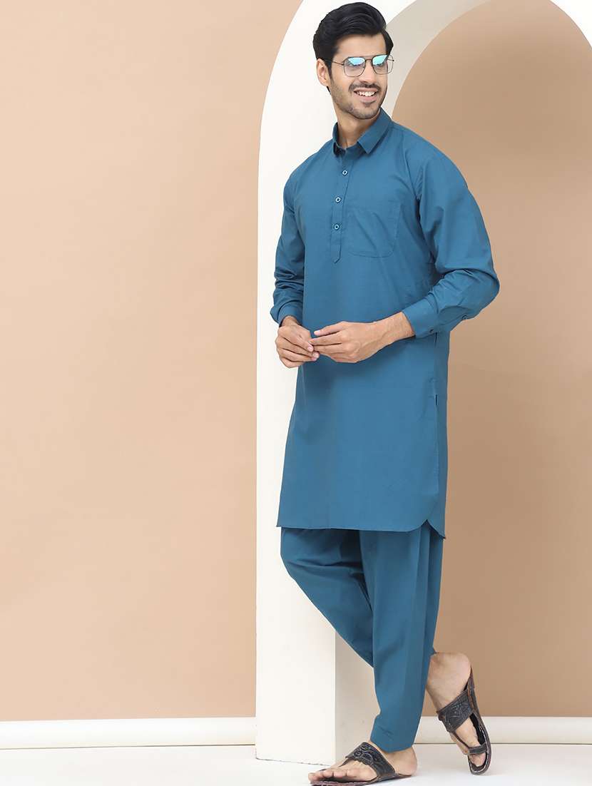 men solids pathani ethnic wear set - 21534829 -  Standard Image - 3