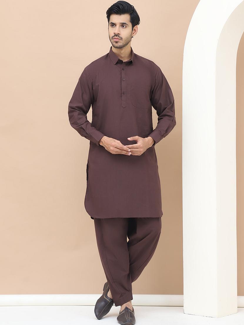 men solid pathani ethnic wear set - 21534830 - Zoom Image - 0
