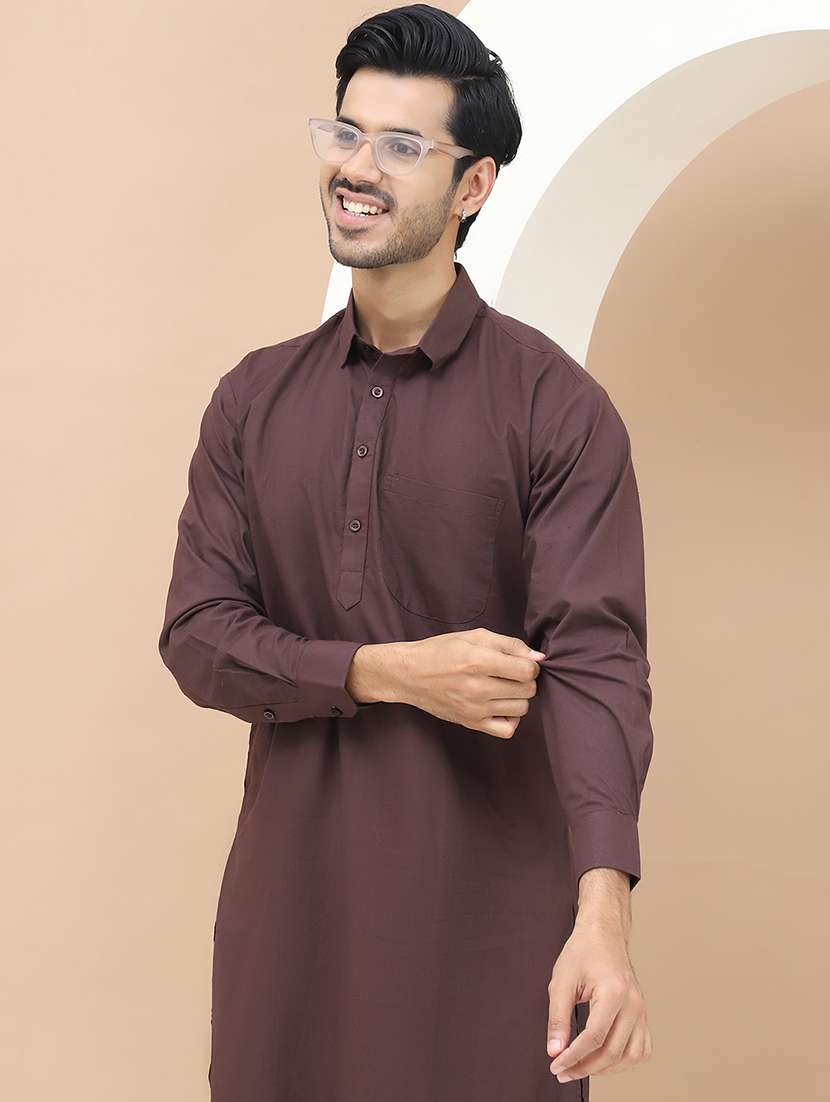 men solid pathani ethnic wear set - 21534830 - Standard Image - 3