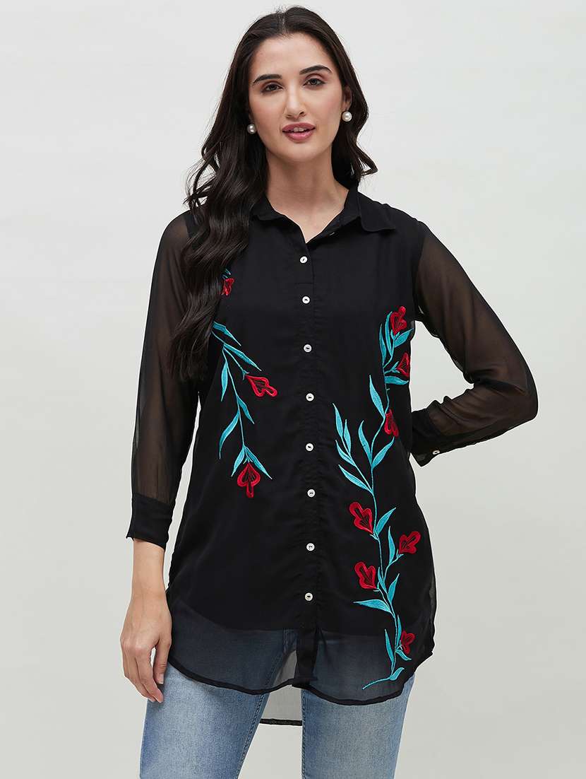 women embroidered collared shirt - 21535441 - Zoom Image - 0