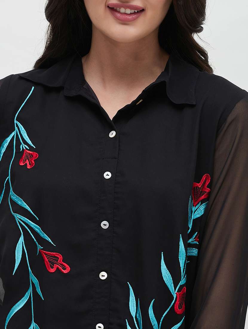 women embroidered collared shirt - 21535441 - Standard Image - 5