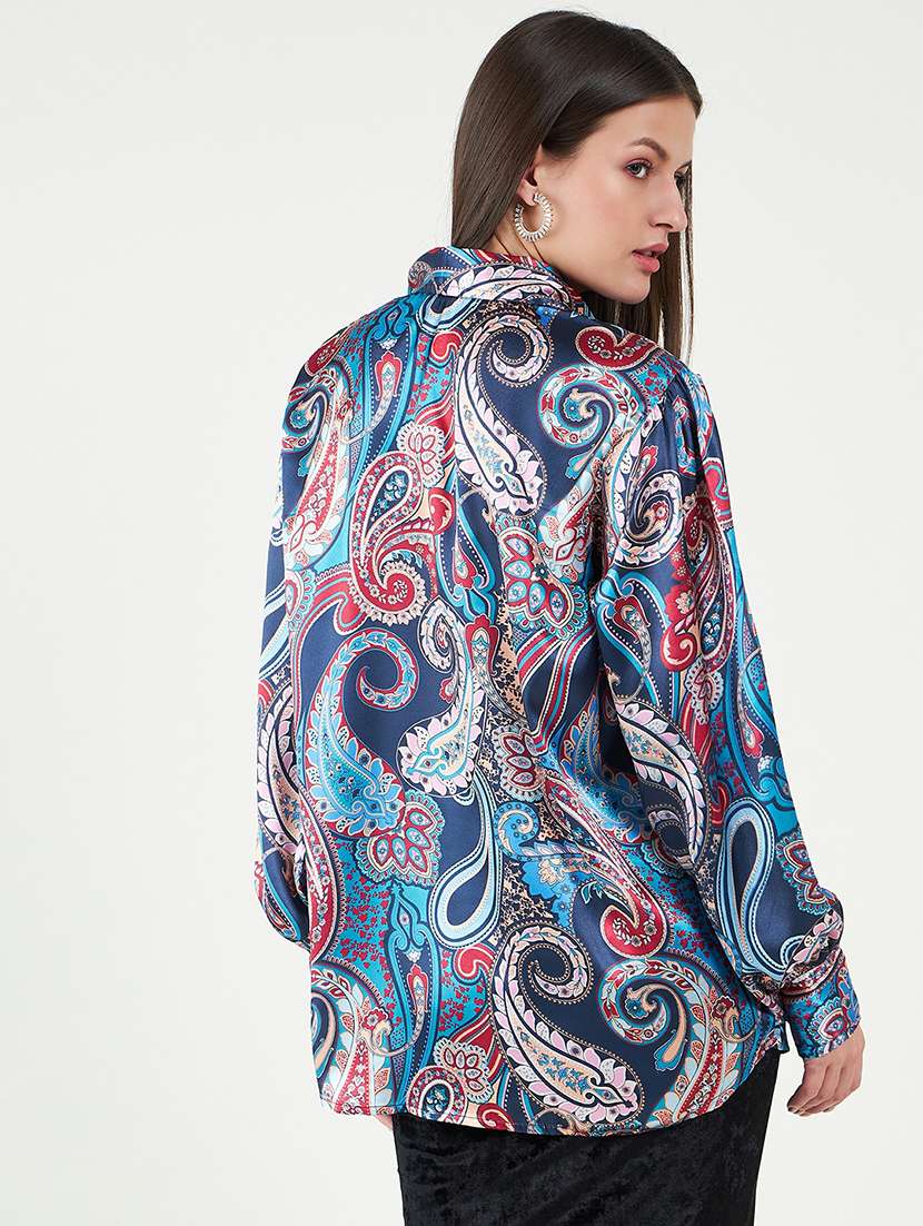 women printed collared oversized shirt - 21535444 - Standard Image - 3