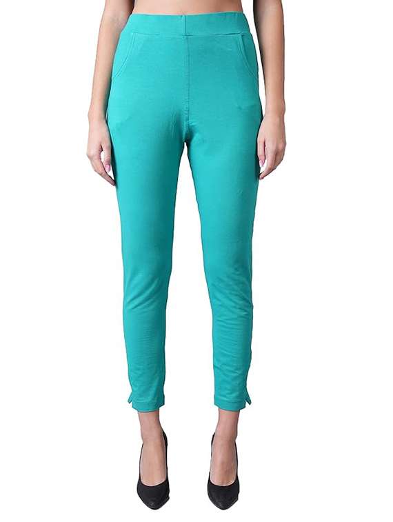 women solid ankle length leggings