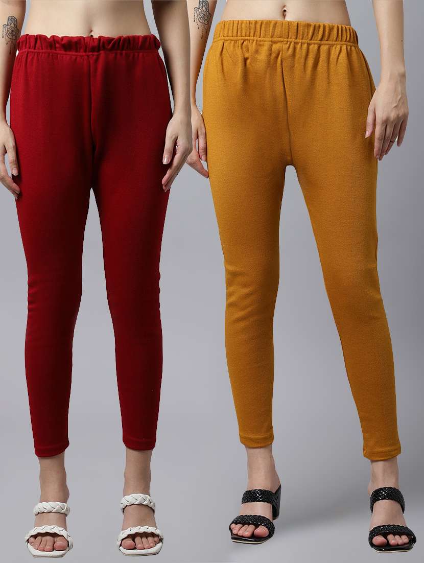 pack of 2 solid ankle length legging - 21535569 -  Zoom Image - 0