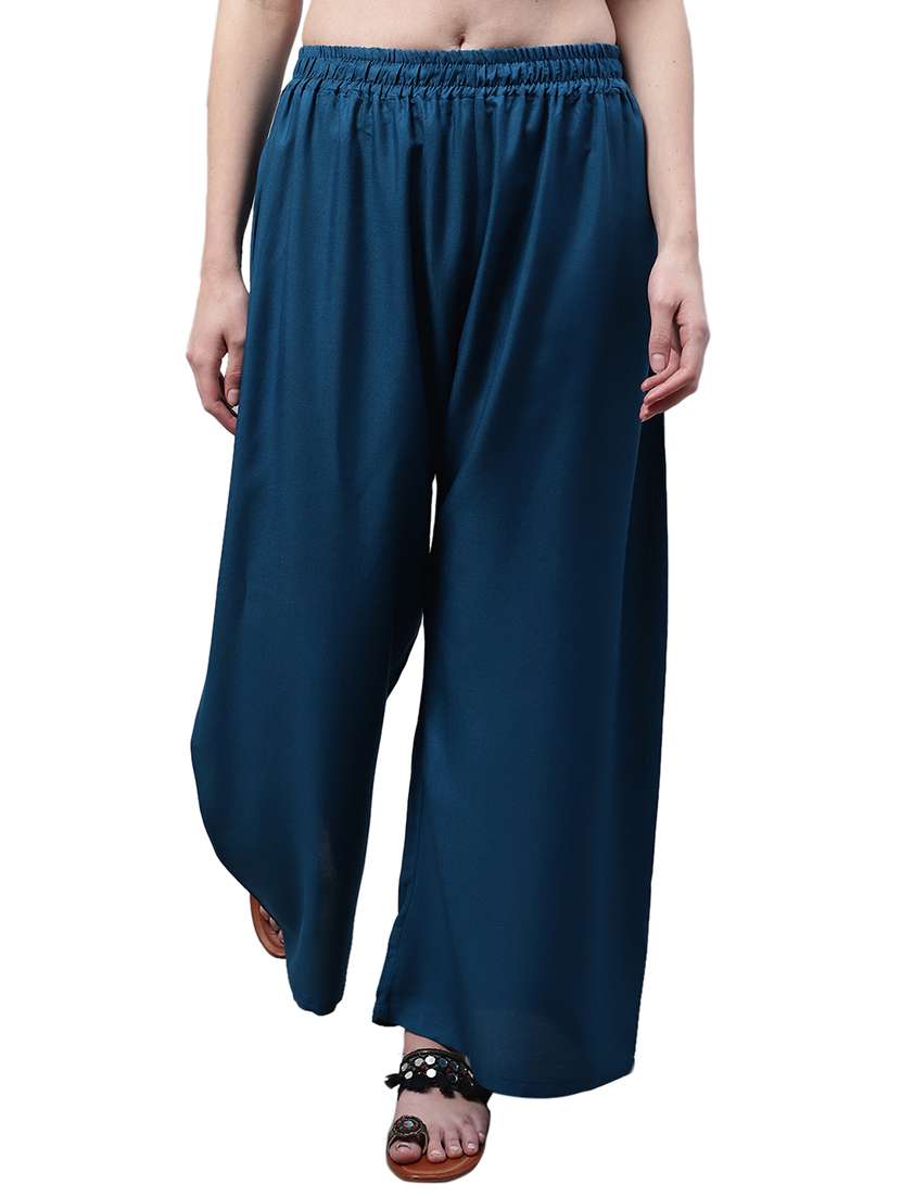 women solid relaxed fit palazzo