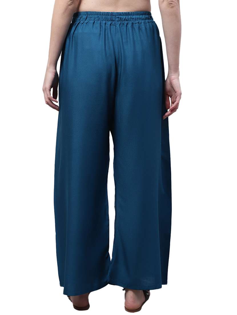 women solid relaxed fit palazzo - 21535587 - Standard Image - 3