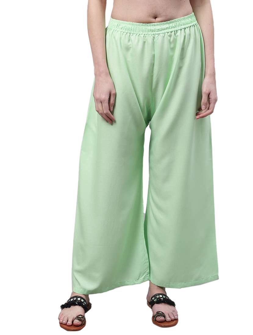 women solid relaxed fit palazzo