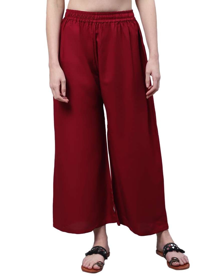 women solid relaxed fit palazzo - 21535592 -  Zoom Image - 0