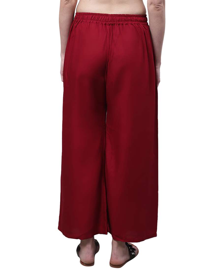 women solid relaxed fit palazzo - 21535592 - Standard Image - 3