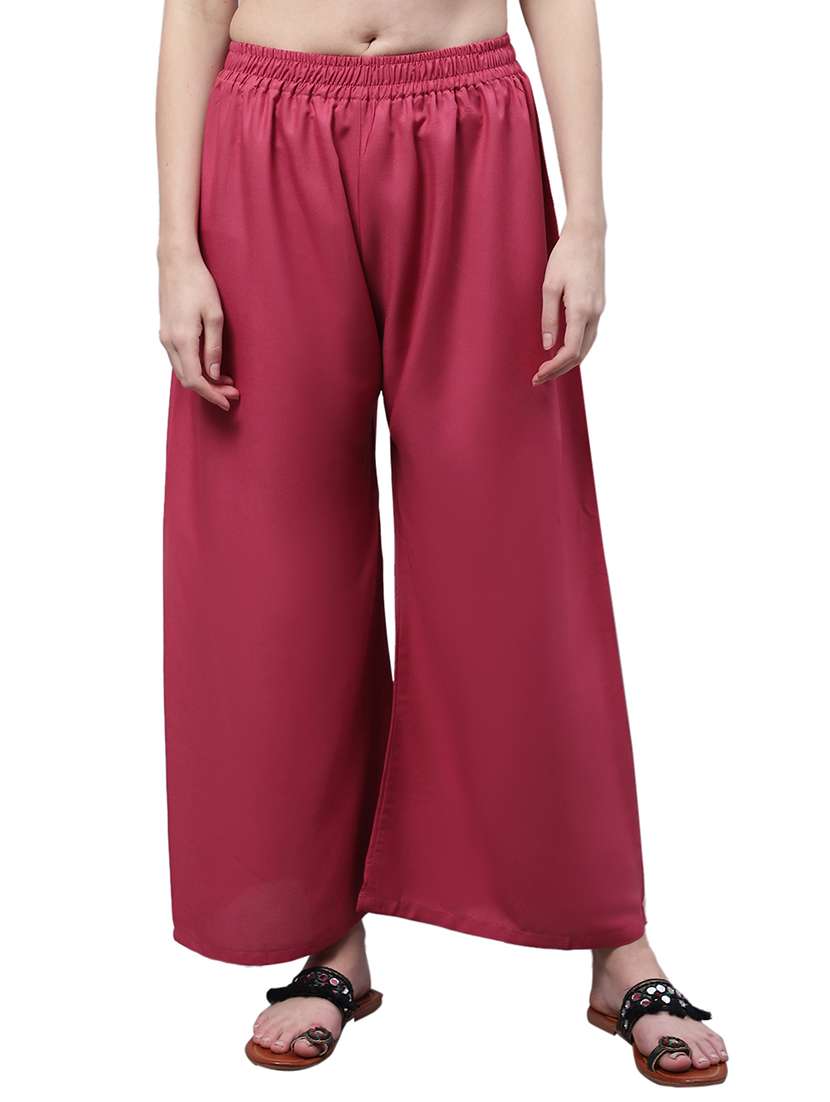 women solid relaxed fit palazzo