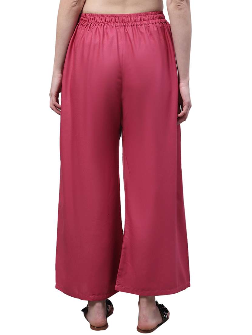 women solid relaxed fit palazzo - 21535606 - Standard Image - 3
