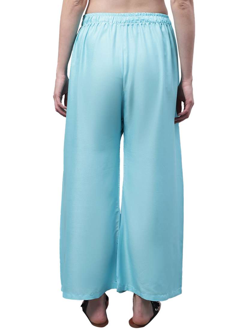women solid relaxed fit palazzo - 21535607 - Standard Image - 3