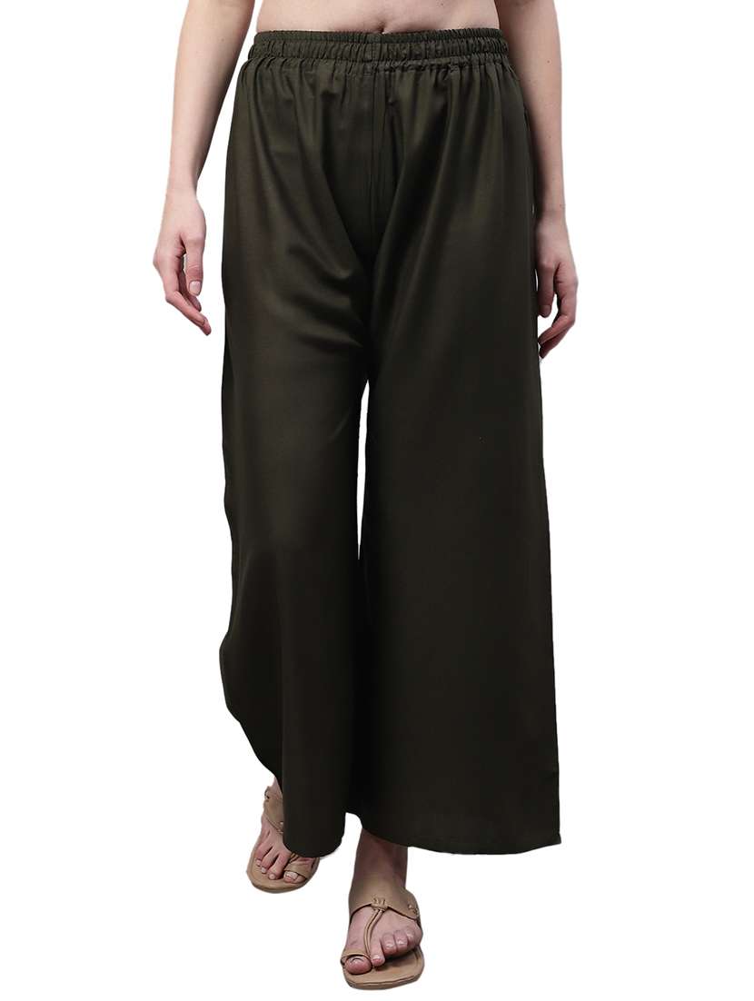 women solid relaxed fit palazzo - 21535609 -  Zoom Image - 0