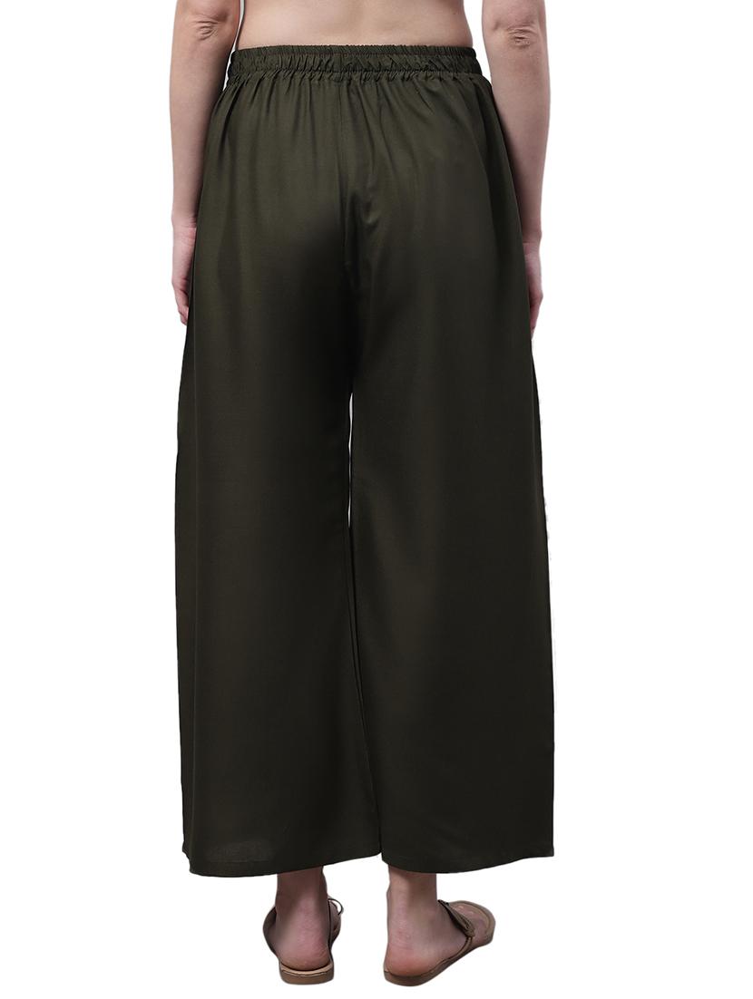 women solid relaxed fit palazzo - 21535609 - Standard Image - 3