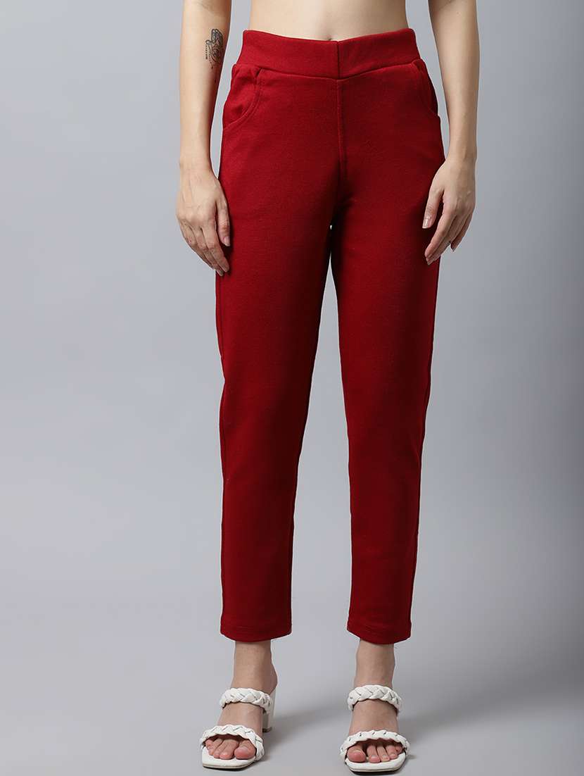 maroon wool trousers - 21535666 -  Zoom Image - 0