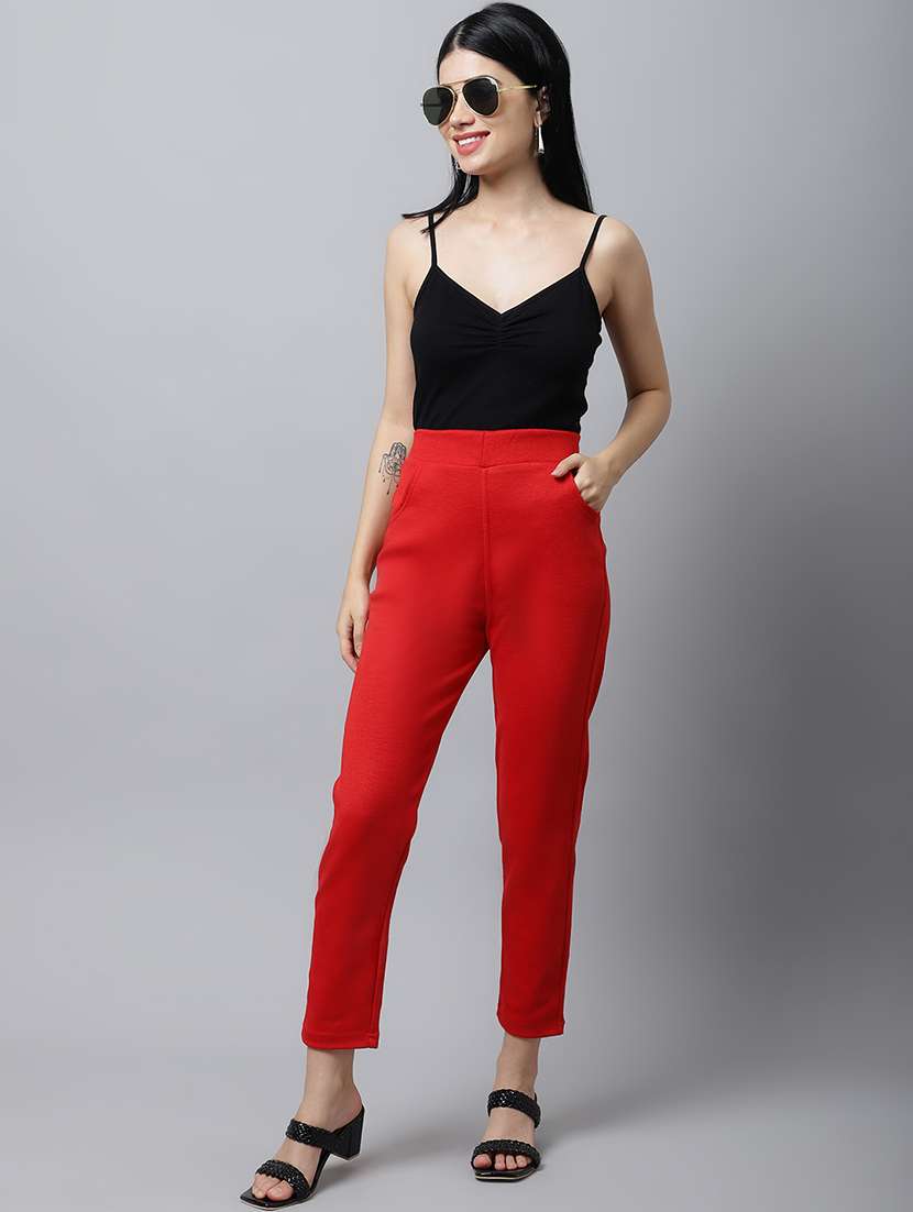 red wool trousers - 21535669 - Standard Image - 3