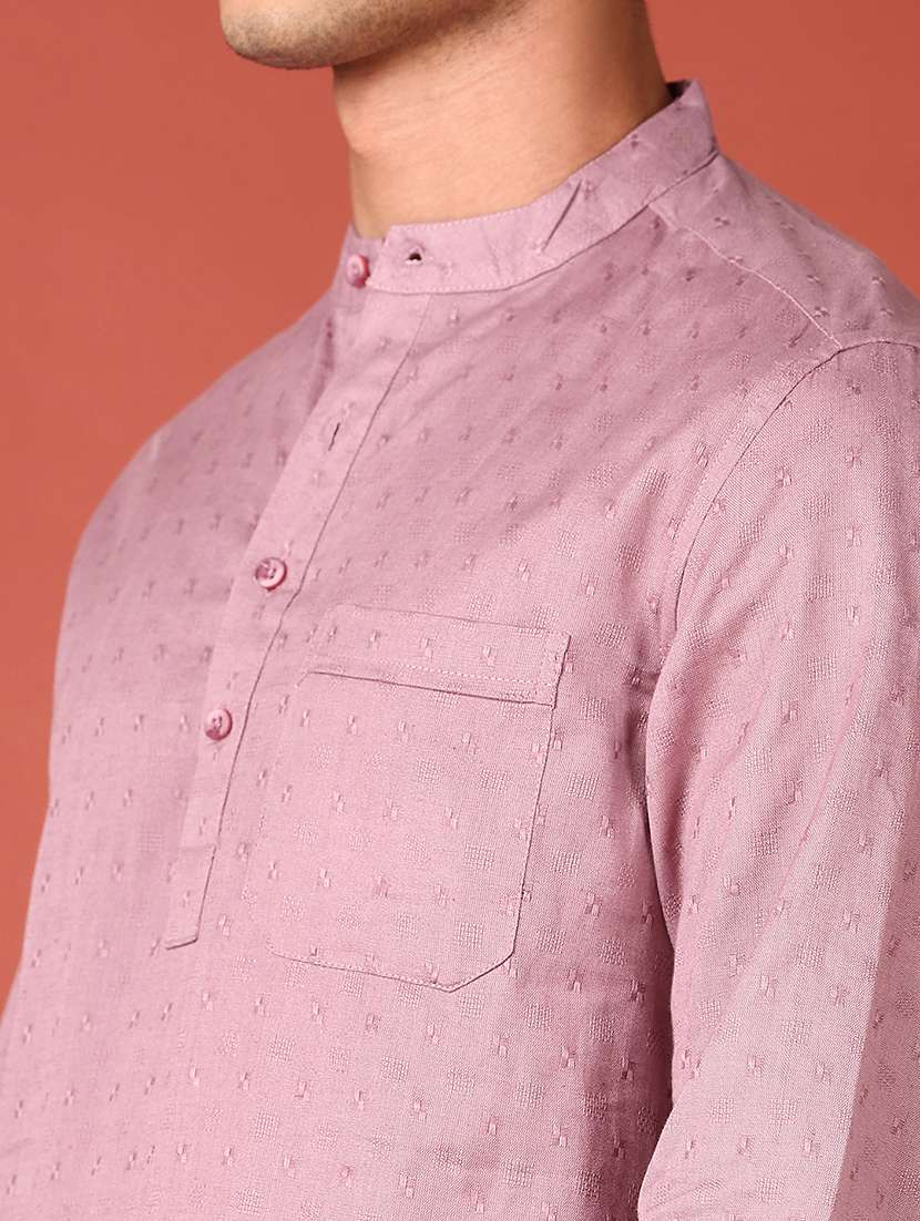 men self design long sleeve short kurta - 21535710 - Standard Image - 5