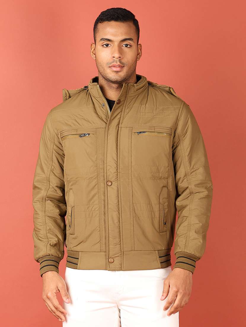 men long sleeves solid quilted jacket