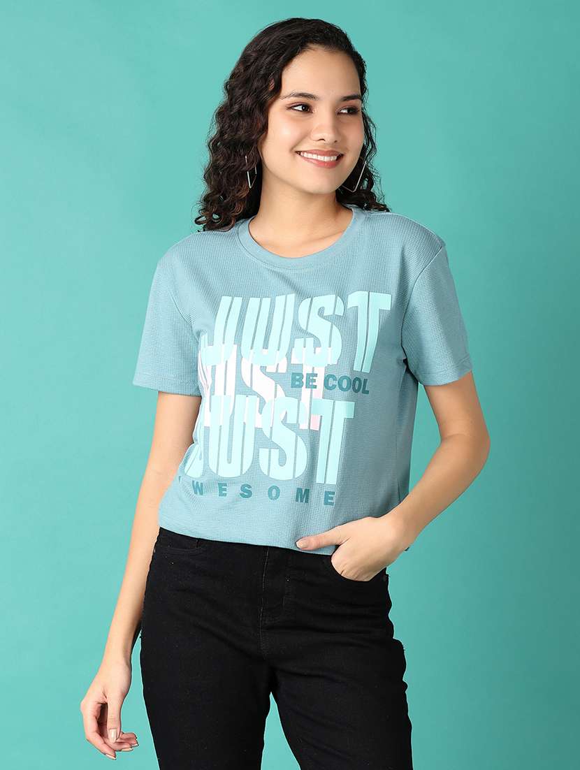 women typography short sleeve t-shirt - 21535801 - Zoom Image - 0