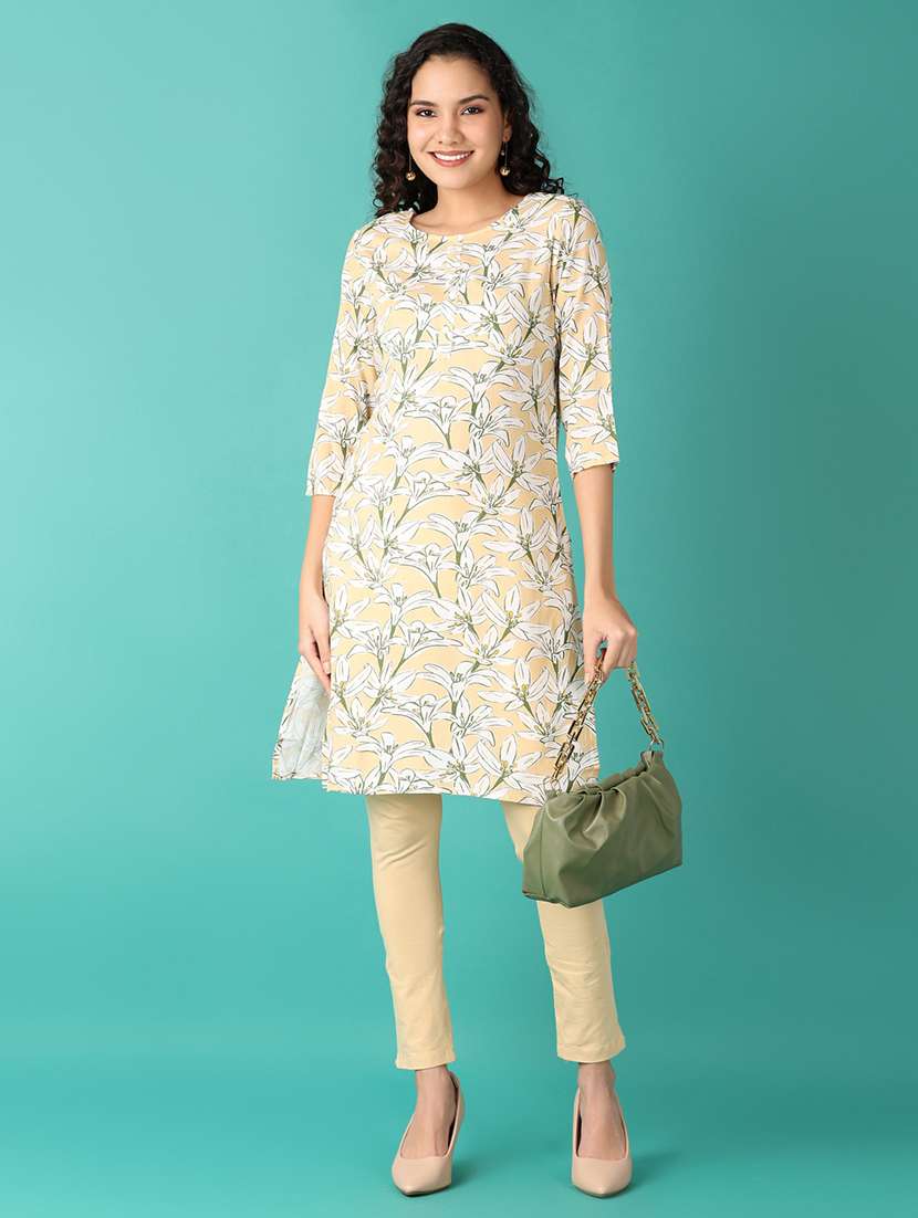 women three quarter sleeve straight kurta - 21535873 -  Standard Image - 3