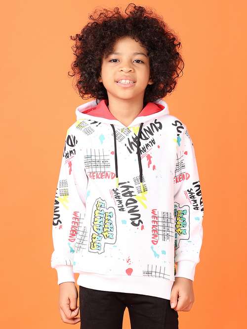 boys typographic long sleeve hooded sweatshirt - 21536301 -  Standard Image - 0