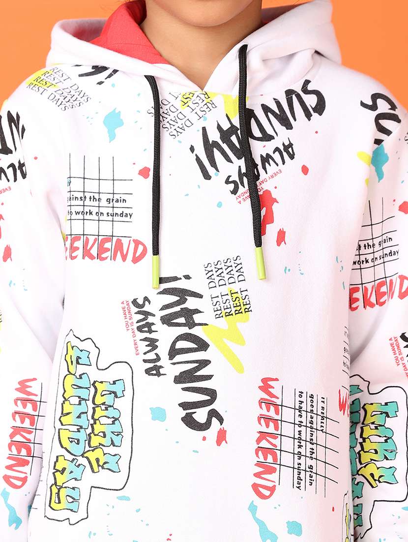 boys typographic long sleeve hooded sweatshirt - 21536301 -  Standard Image - 5