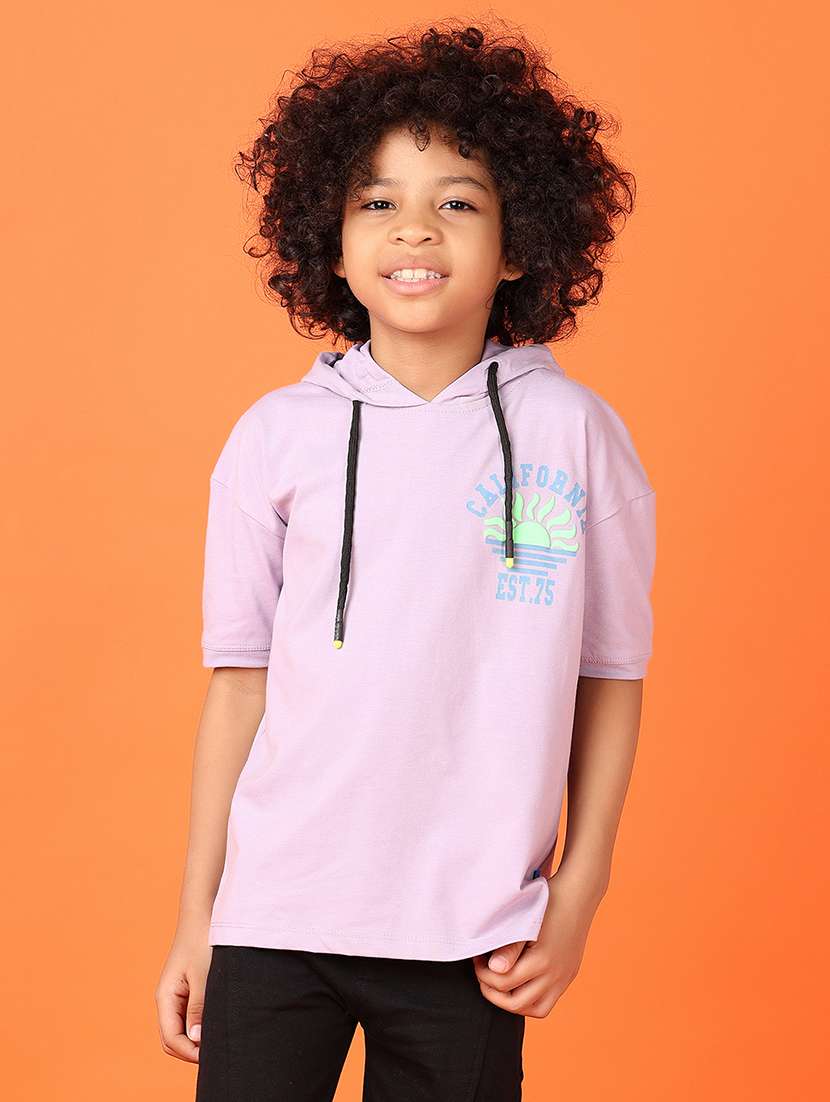 boys hooded printed t-shirt