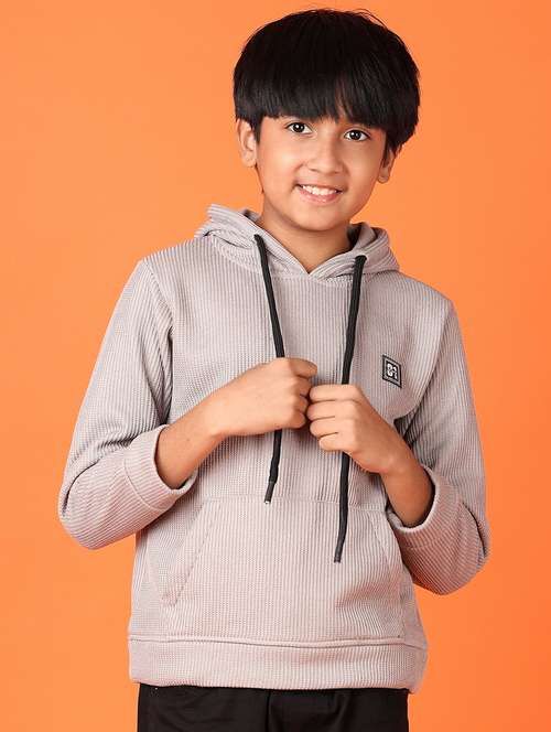 boys solid long sleeve hooded sweatshirt - 21536340 -  Standard Image - 0