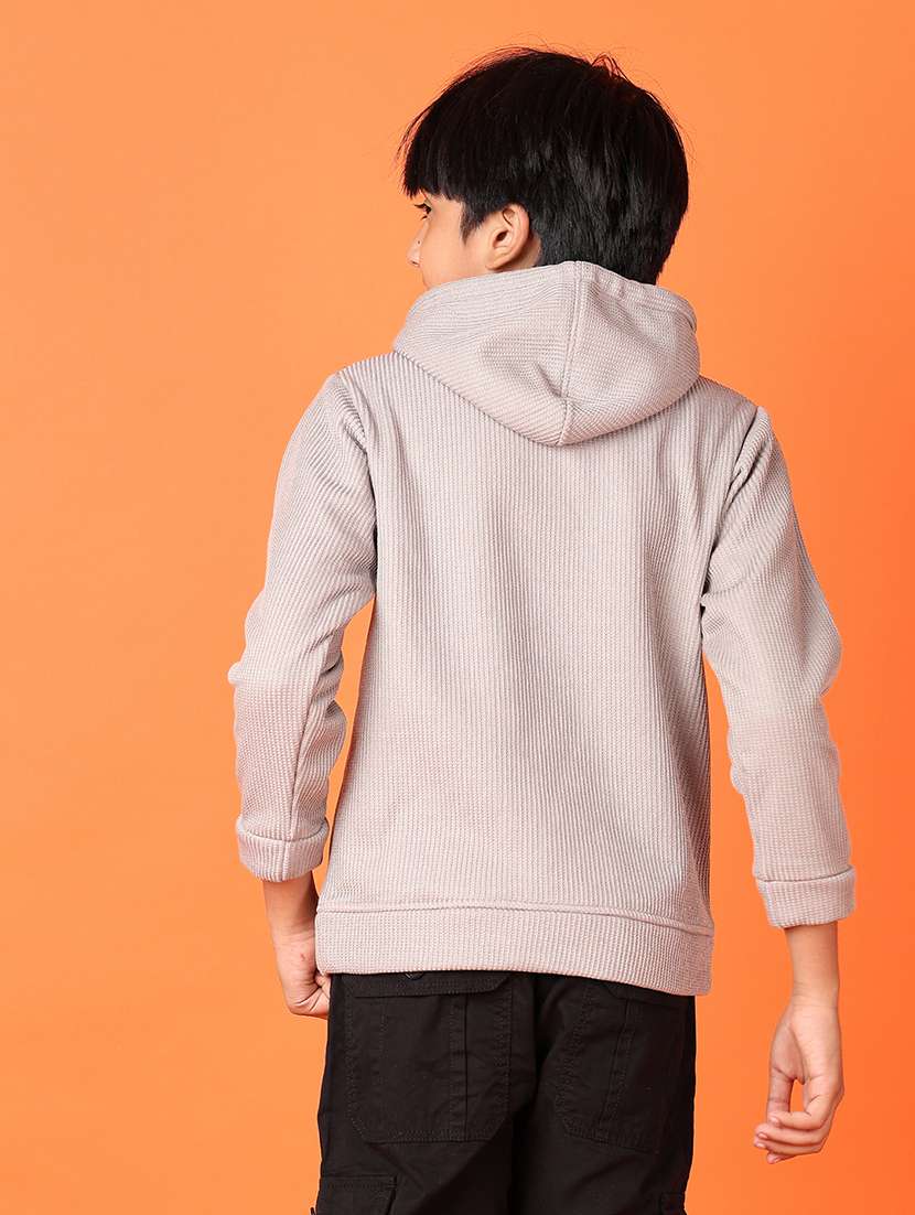 boys solid long sleeve hooded sweatshirt - 21536340 -  Standard Image - 3