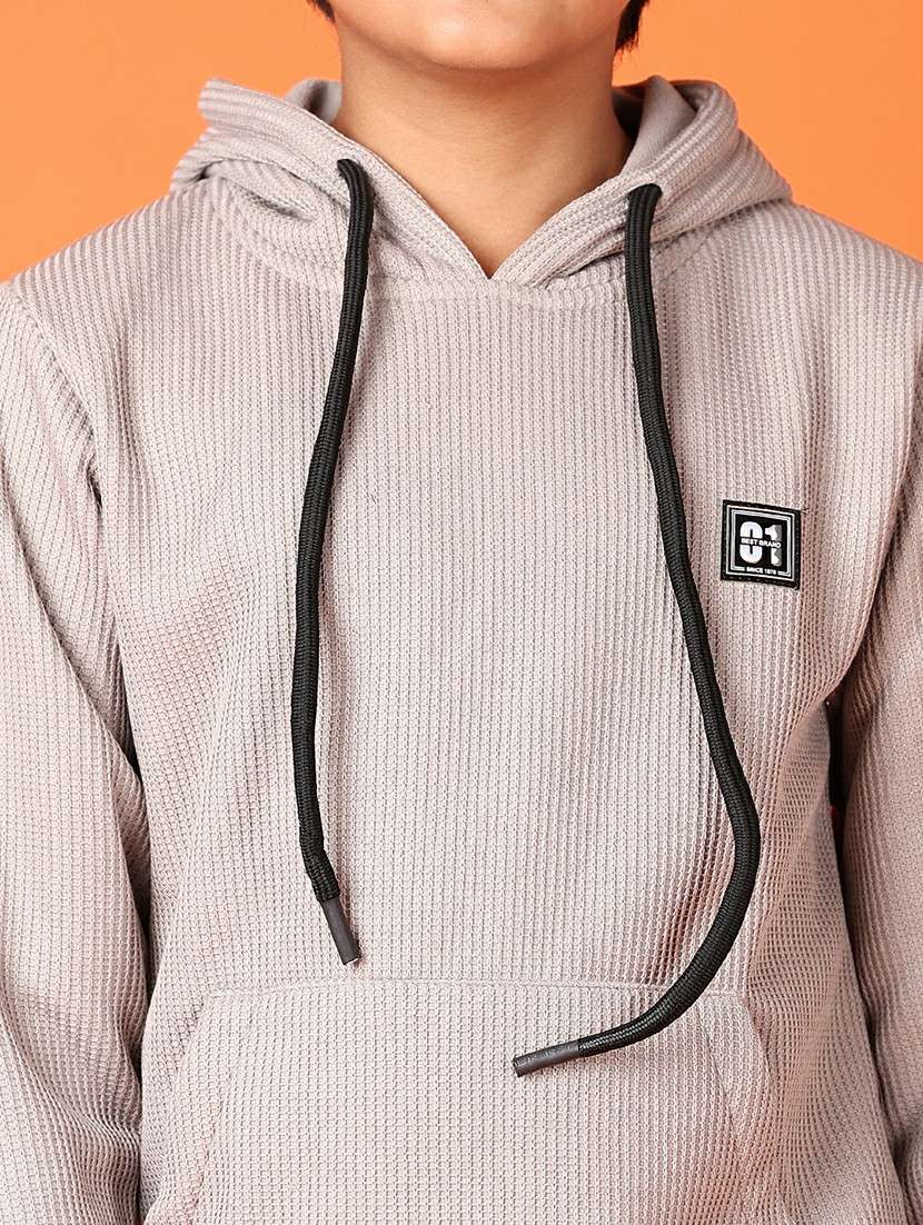 boys solid long sleeve hooded sweatshirt - 21536340 -  Standard Image - 5