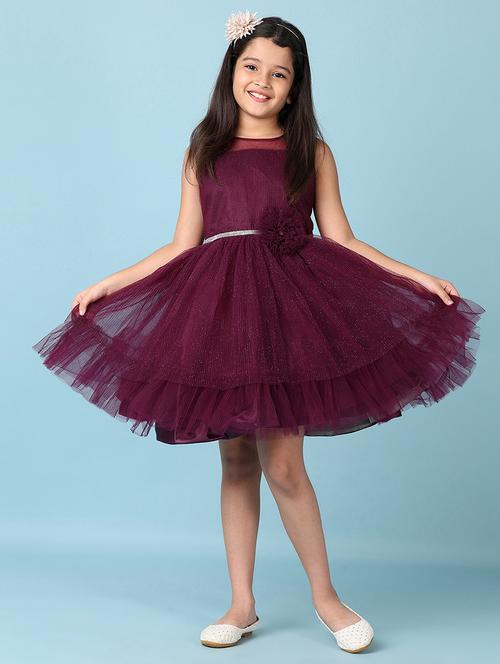 girls embellished net sleeveless frock - 21536342 - Standard Image - 0