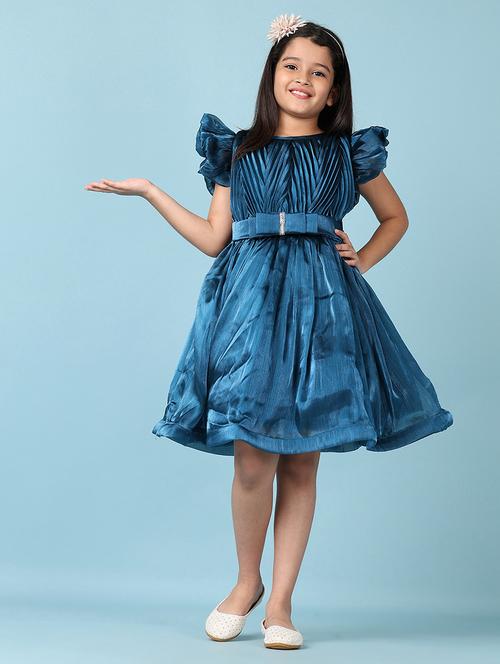 girls solid round neck frock - 21536343 - Standard Image - 0