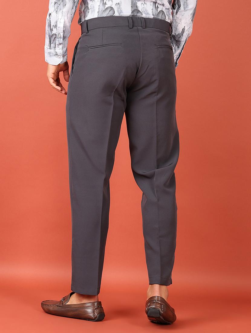 men grey solid ankle length korean pants - 21536345 - Standard Image - 3